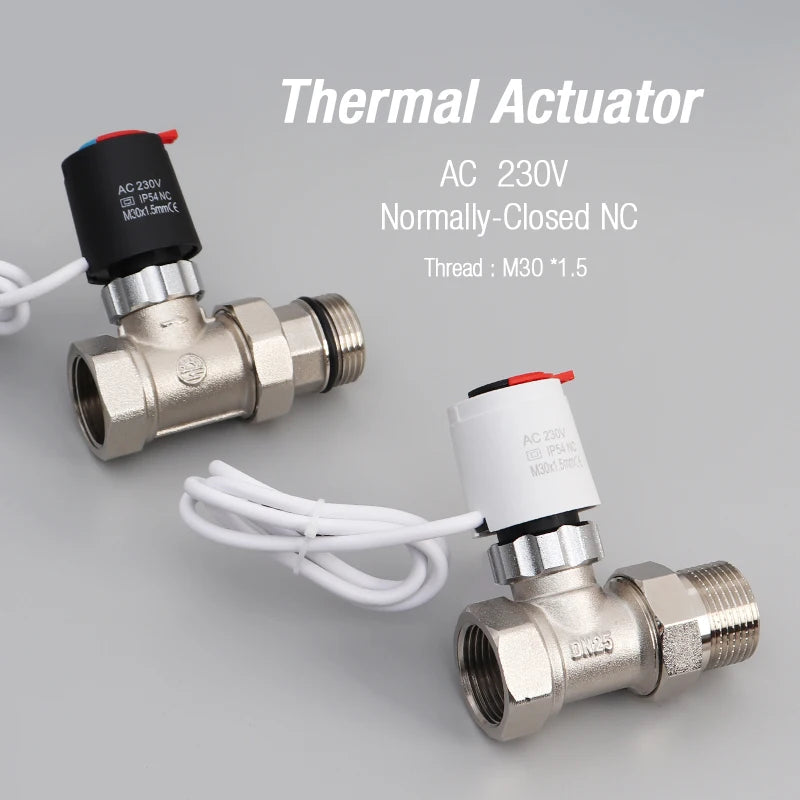 Attuatore Termico Elettrico NC AC 230V per Valvola di Riscaldamento a Pavimento Collettore - Compatibile con Termostato per Riscaldamento a Pavimento