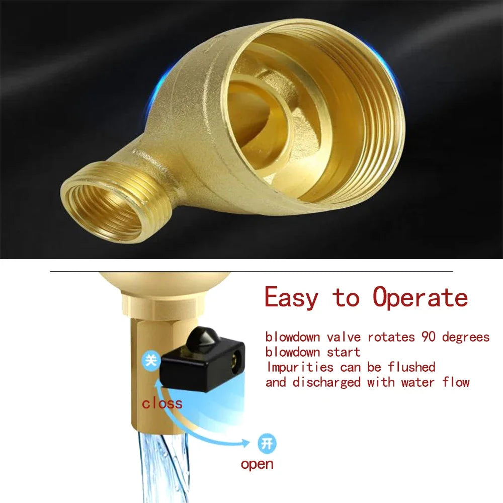 Brass Préfiltre pour Toute la Maison Robinet d'Eau Tuyau Chauffe-eau à Gaz Chauffage au Sol Chaudière Purificateur d'Eau Domestique
