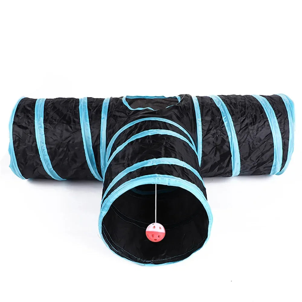 Non-Electrical Plastic Cat Tunnel Toy for Indoor Cats - Collapsible Play Tube with Peek Hole