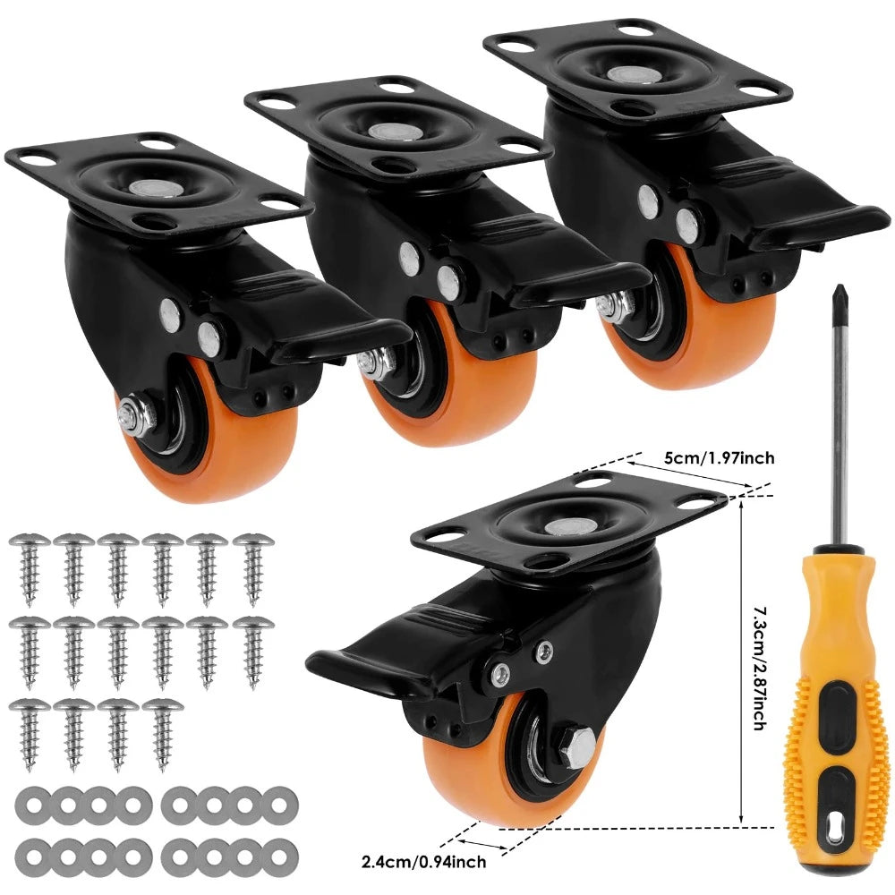 4 piezas Ruedas para Muebles Ruedas Giratorias Universales con Freno de Seguridad Ruedas Silenciosas para Carro