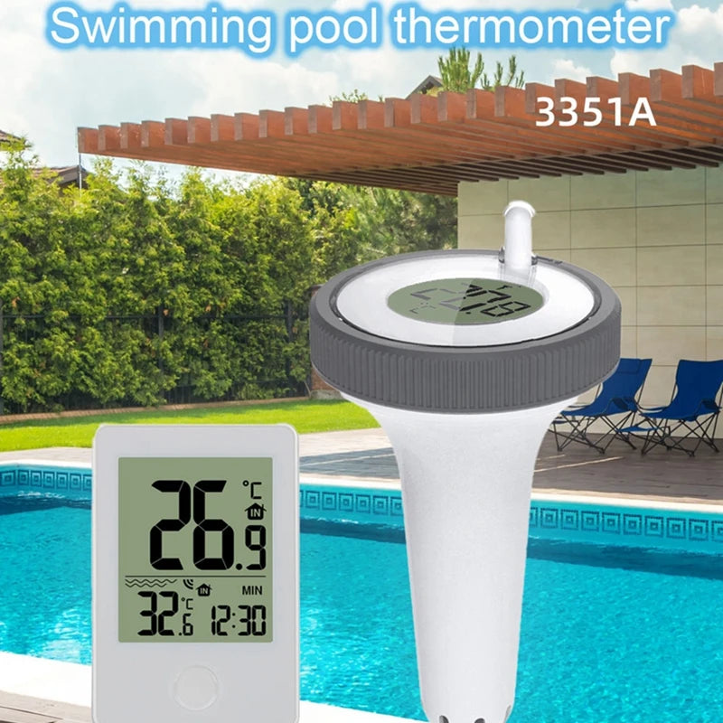 Wireless Digital Floating Pool Thermometer LCD Temp Monitor Remote Time Clock