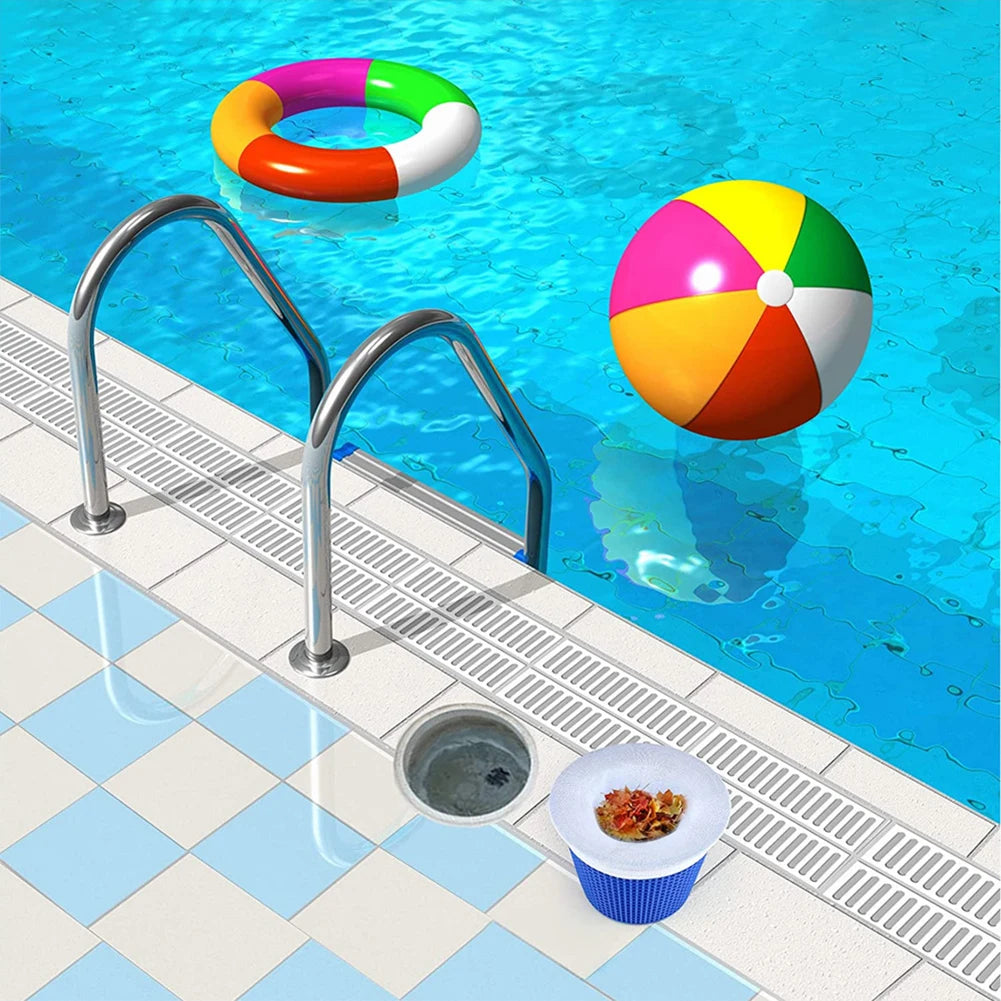 Chaussettes d'écumoire de piscine réutilisables, filtre en maille de nylon ultra-fine pour débris, feuilles et cheveux, compatible avec les paniers de piscines creusées et hors sol