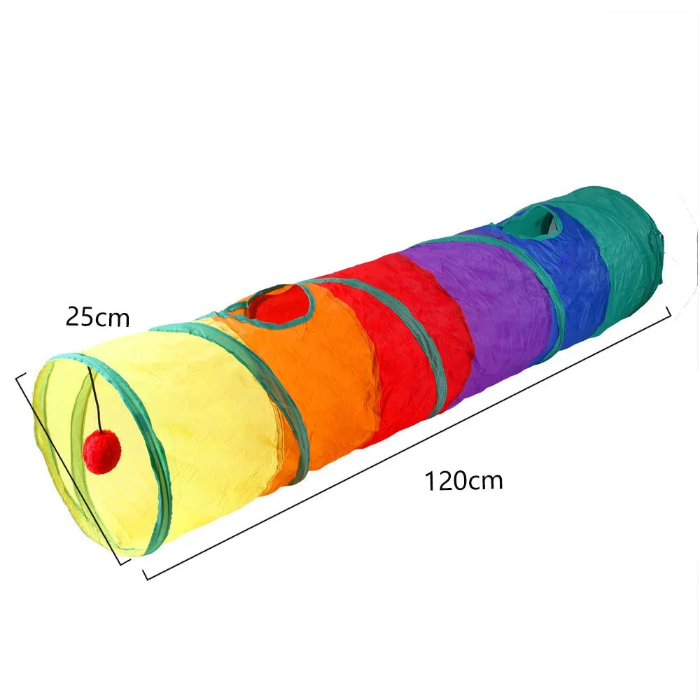 Non-Electrical Plastic Cat Tunnel Toy for Indoor Cats - Collapsible Play Tube with Peek Hole