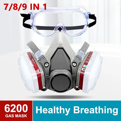 6200 Respirator Gas Mask Sets Half Face Head Worn Painting Spray Smog Dust Proof Chemical Filters Particulates Cotton