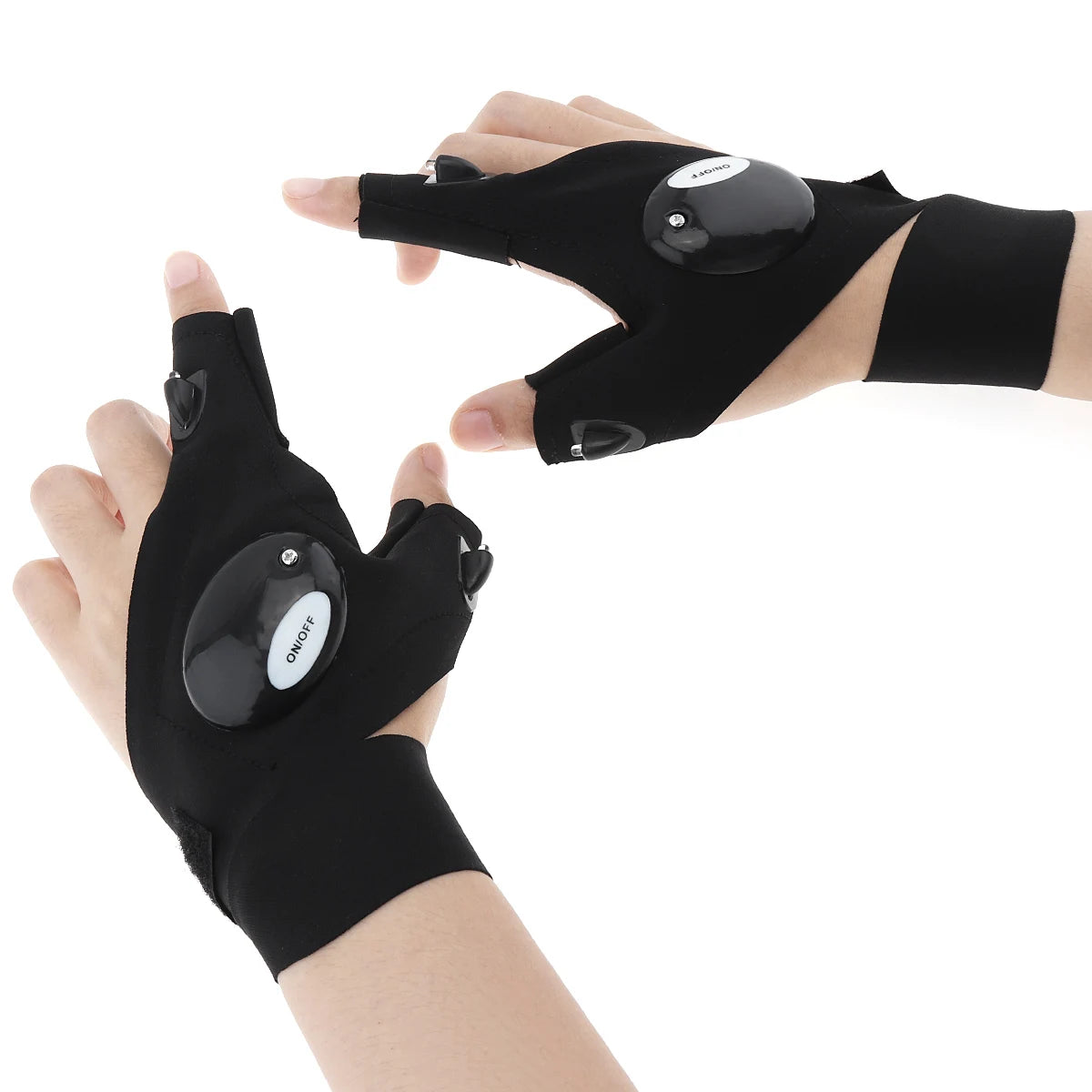 Guanti Elasticizzati in Cotone a Mezze Dita con Torcia LED per Riparazioni Domestiche Notturne
