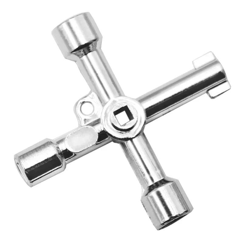 Multifunctional 4-Way Cross Key Socket Wrench for Plumbing and Utility