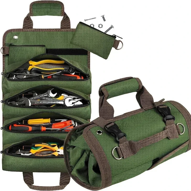 Portable Roll Up Oxford Tool Organizer Bag Multi Pocket Small Tool Pouch for Handyman Electrician DIY Use