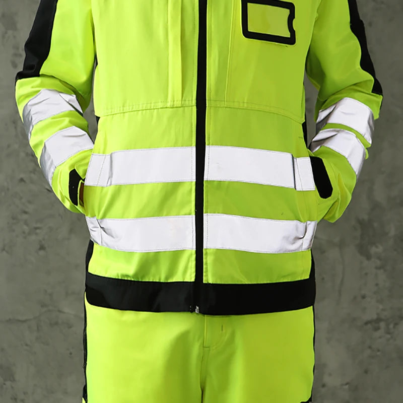 Fluorescent Jaune Vêtement de Travail de Sécurité : Uniforme à Bandes Réfléchissantes Haute Visibilité avec Multi-Poches