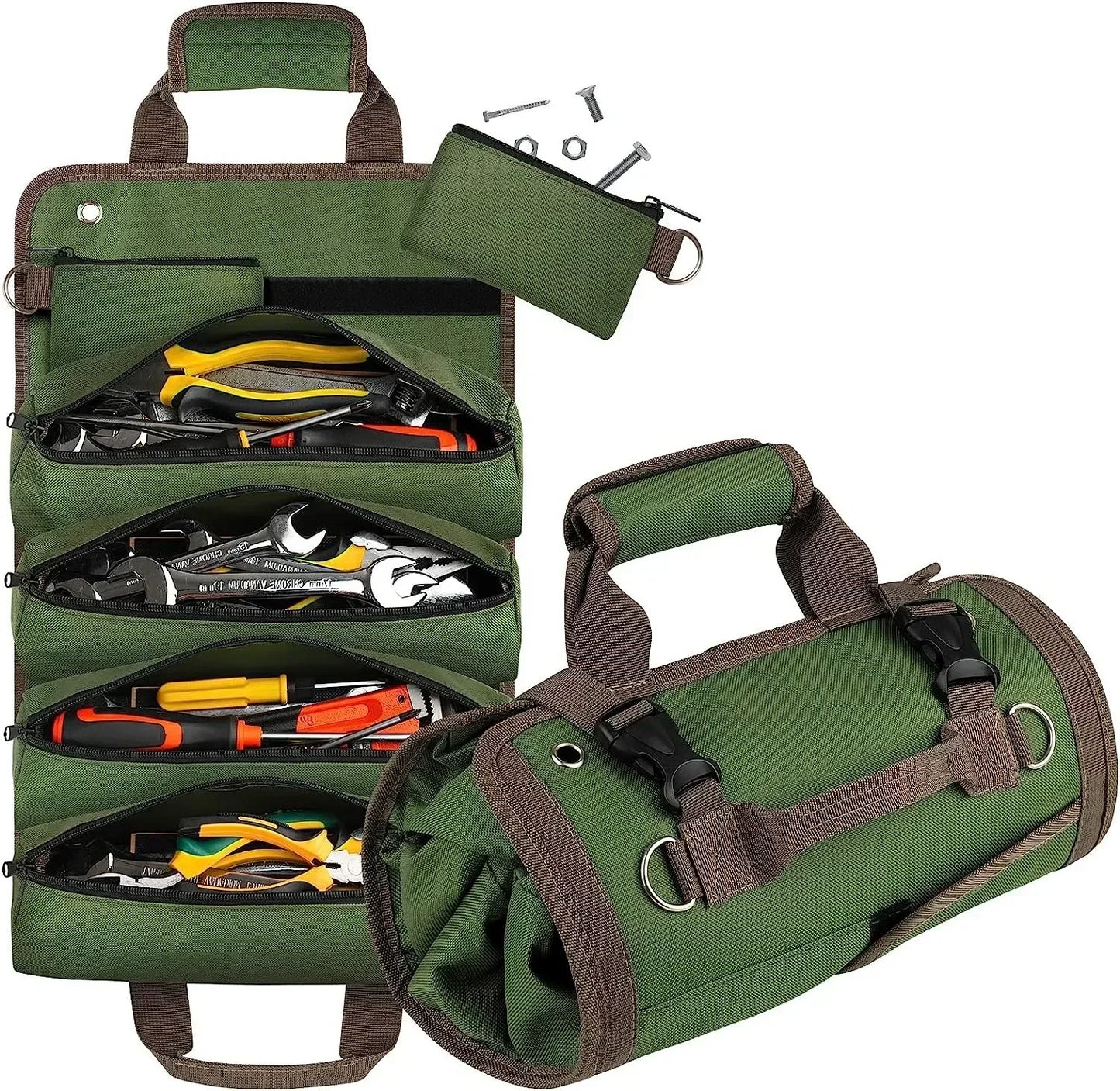 Portable Roll Up Oxford Tool Organizer Bag Multi Pocket Small Tool Pouch for Handyman Electrician DIY Use