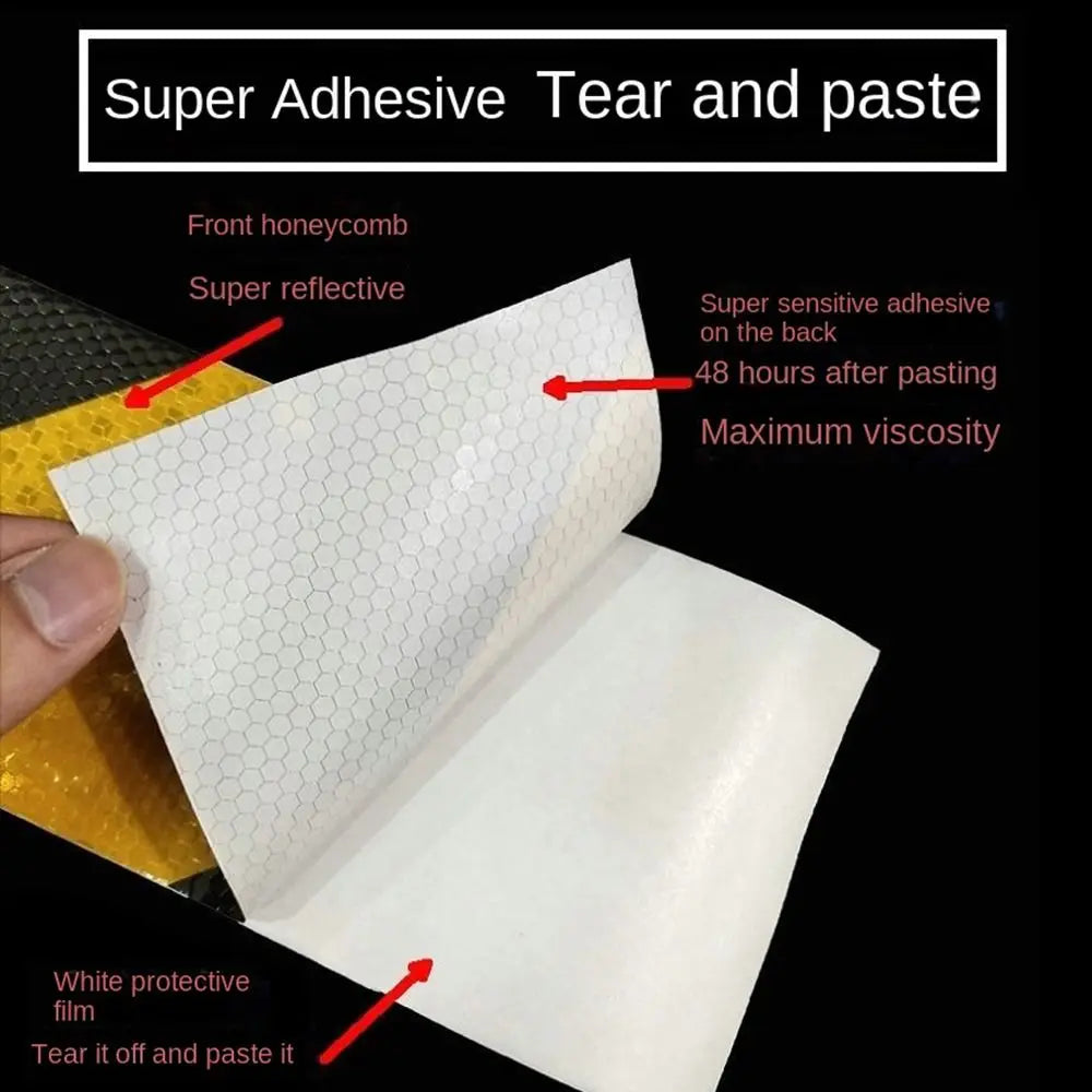 30m*5cm Rubans Réfléchissants d'Avertissement Autocollants Décoratifs pour Sol de Garage Moto Voiture Film Ruban Réflecteur de Sécurité pour Conduite de Nuit