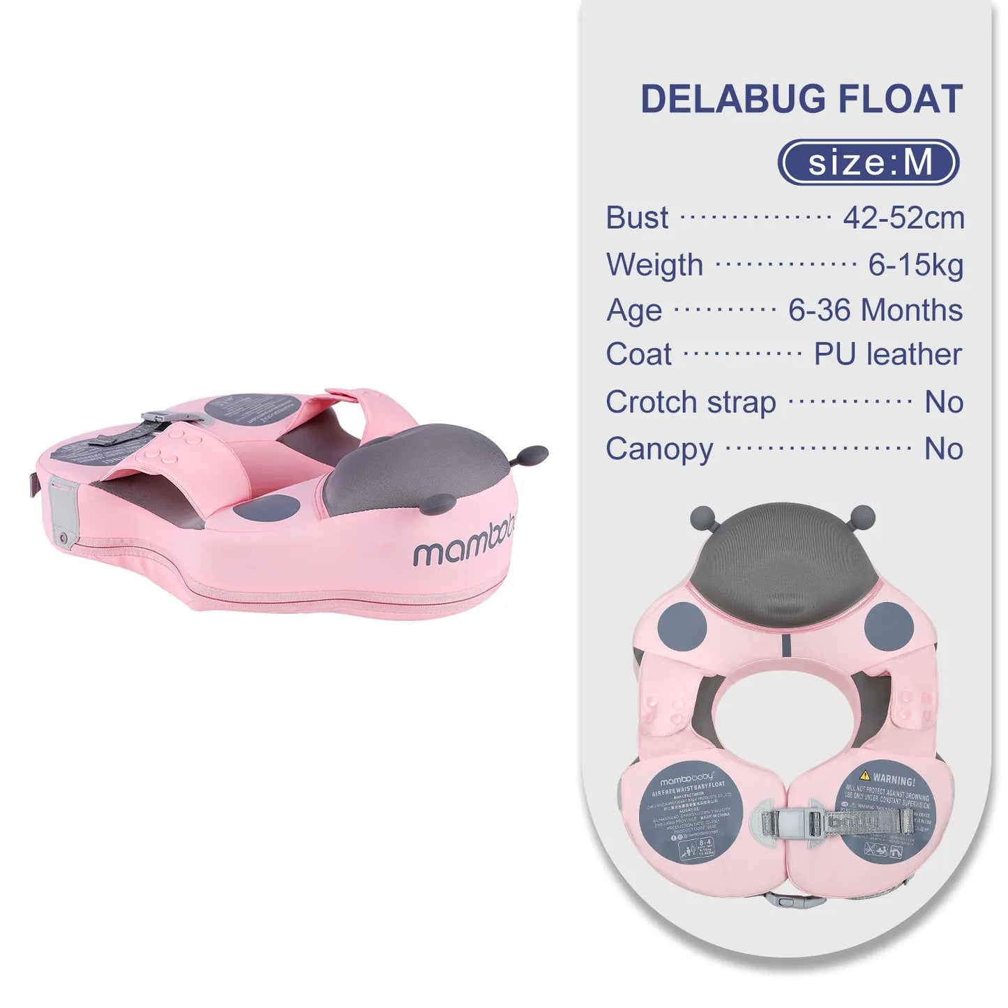 Salvagente per Bambini 6 Mesi – 7 Anni con Tettuccio Rimovibile – Non Gonfiabile, Comodo e Protettivo