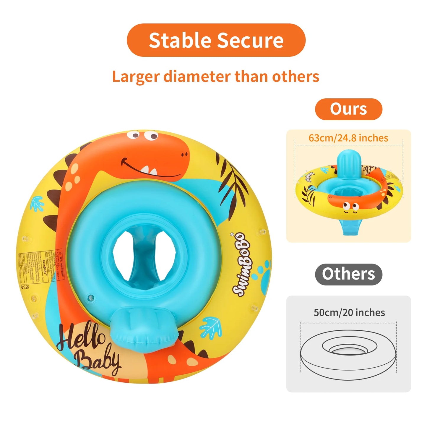 Inflatable Dinosaur Baby Swimming Float Seat with Canopy for Pool Kids Water Toy Swim Ring Boat