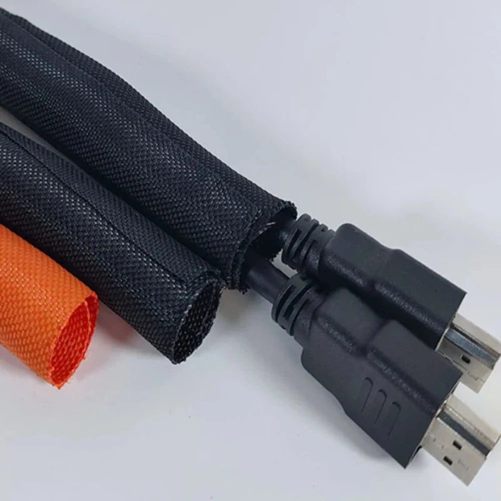 Cable Sleeve Self Closing PET Expandable Braided Sleeve Auto Line Management Flexible Pipe Tube Wire Wrap Insulated Protect