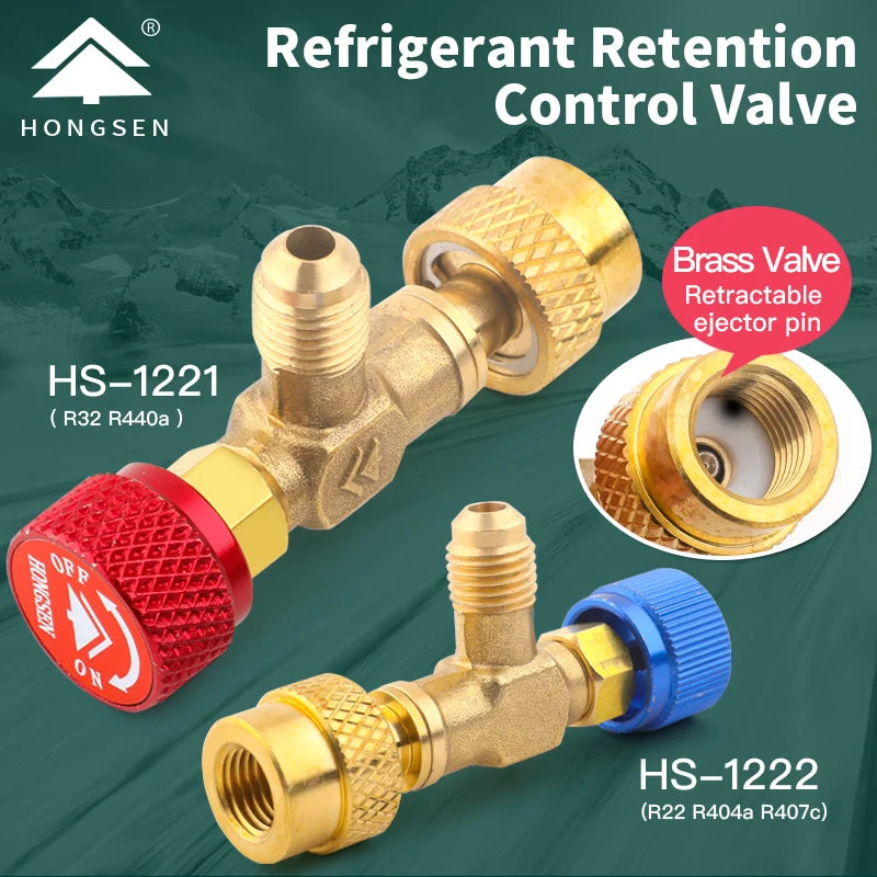 HS R410a R22 Outil de réfrigération Adaptateur de valve de sécurité pour climatisation Raccord d'adaptateur en cuivre pour charge de réfrigération R410A