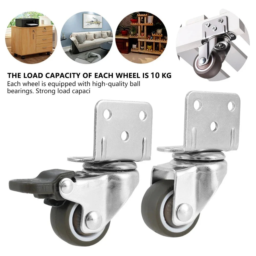 4 piezas Ruedas para Muebles Ruedas Giratorias Universales con Freno de Seguridad Ruedas Silenciosas para Carro