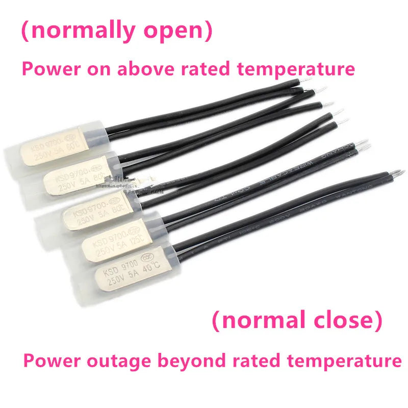 KSD9700 250V 5A 85C 95C 45-145 Degree Celsius Normally Closed Open Bimetal Disc Temperature Switch Thermostat Thermal Protector