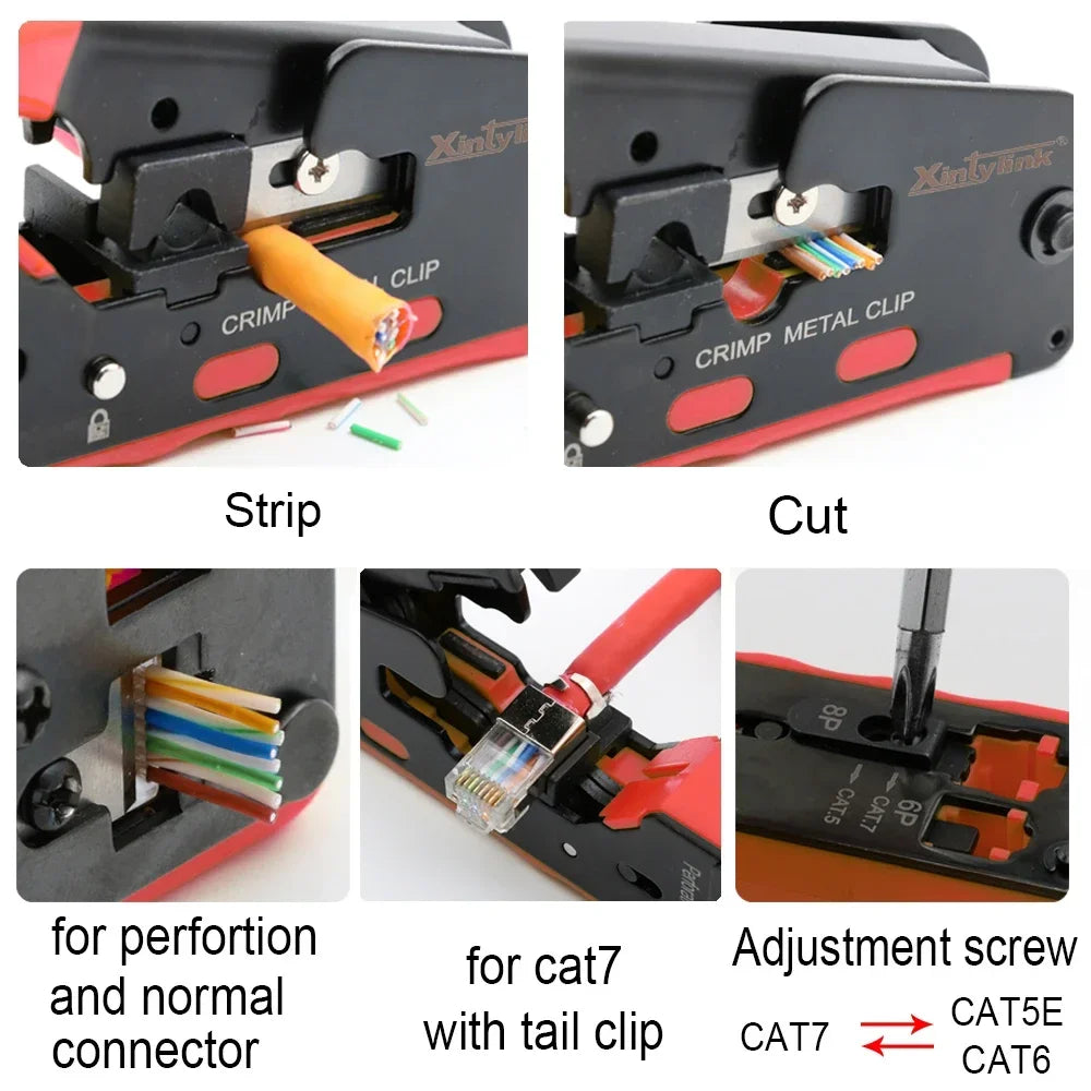 2024 RJ45 Crimping Tool Kit for CAT5-CAT8 Ethernet Cable with Stripper and Cutter