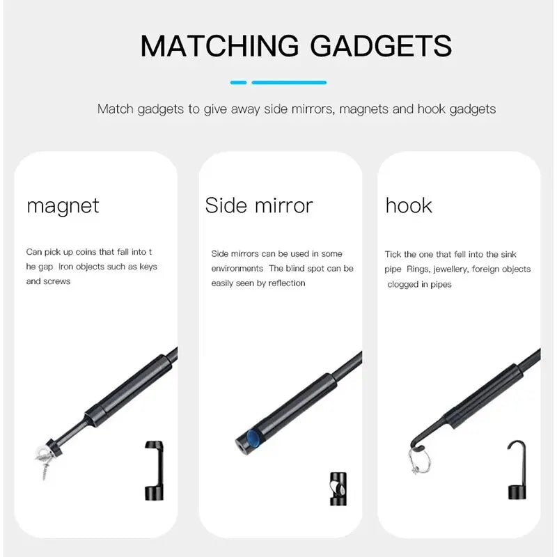 Endoscope sans fil 1080P, caméra d'inspection endoscopique WiFi à objectif simple et double, étanche, pour tuyau serpent, pour Android et IOS