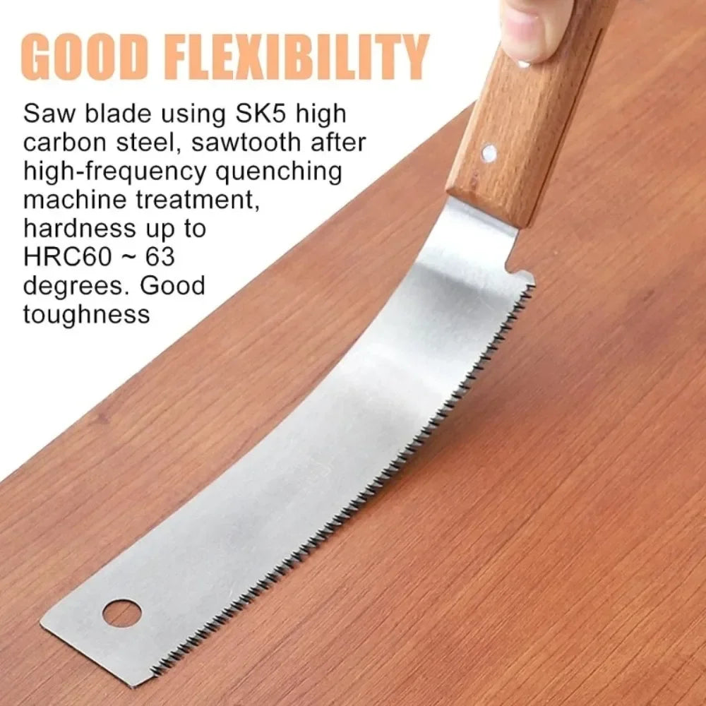 12 Inch Pull Saw Flush Cut Hand Saw with Wooden Handle for Woodworking and Plastic Cutting