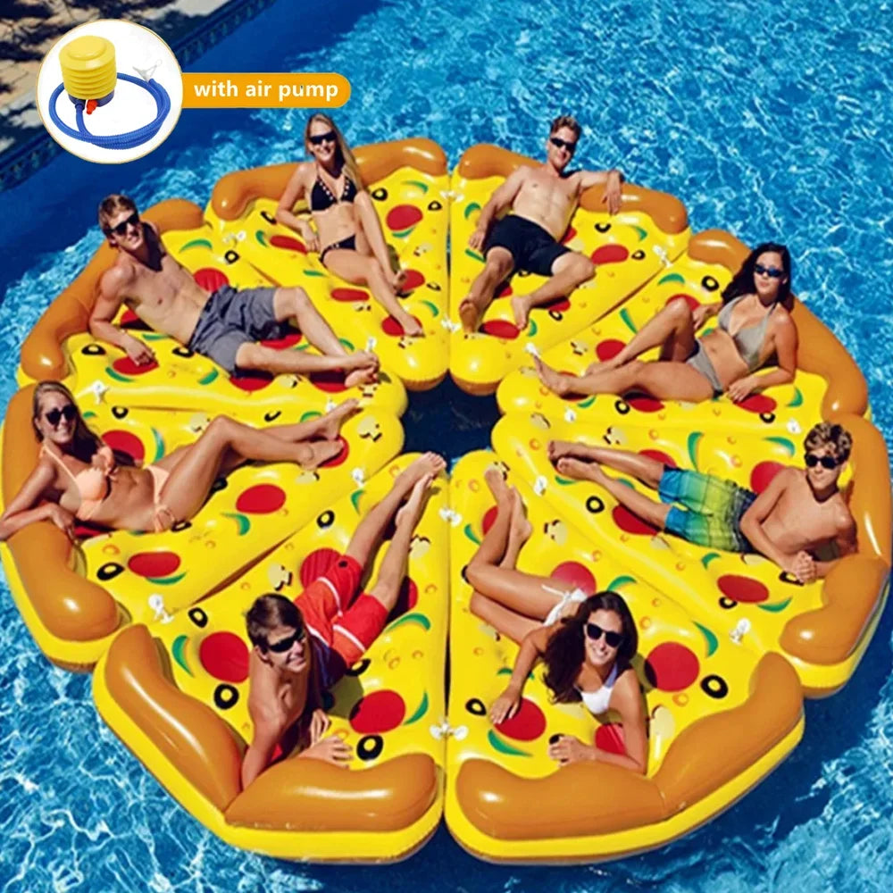 Flotador inflable gigante en forma de rebanada de pizza para piscina, colchoneta de agua, anillo de natación para diversión en fiestas de piscina de verano
