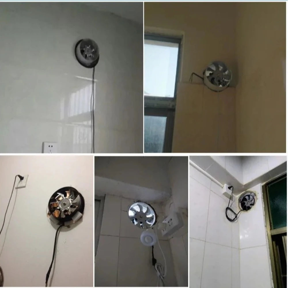 Ventilador de Escape Redondo para Tubería, Ventilador de Reemplazo, Mini Ventilador de Pared, Conducto de Metal para Ventilación y Escape