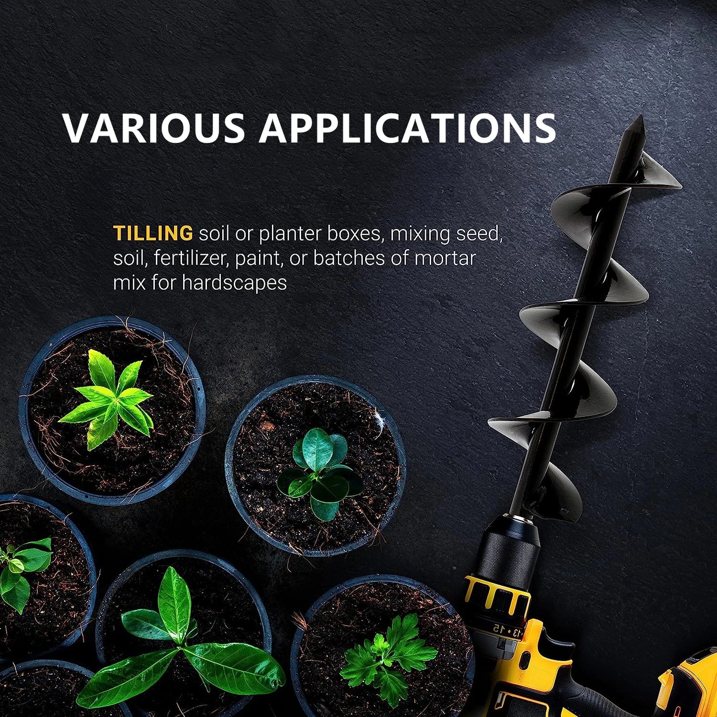 Joint de forage au sol 1 pièce, foret à tarière pour planter des fleurs d'ampoules, tarière de plantation pour perceuse hexagonale