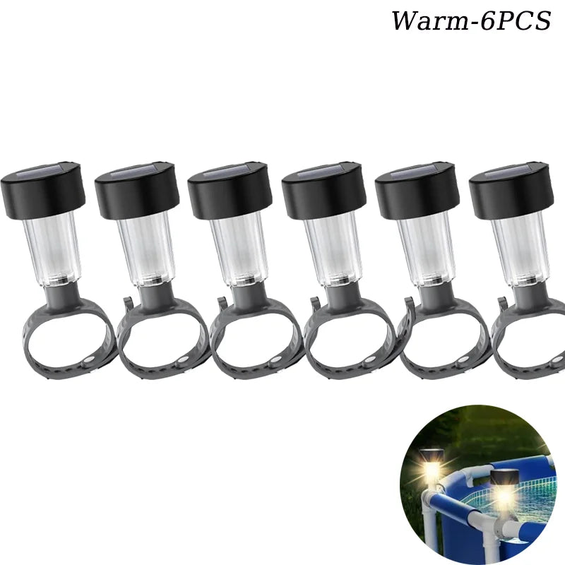 Lot de 6 cadres d'éclairage solaire de piscine à LED étanches