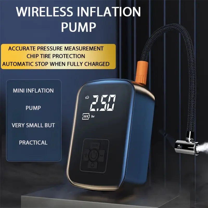 Rechargeable Wireless Car Air Pump with 100W Power and 150psi Pressure for Vehicles and Inflatables