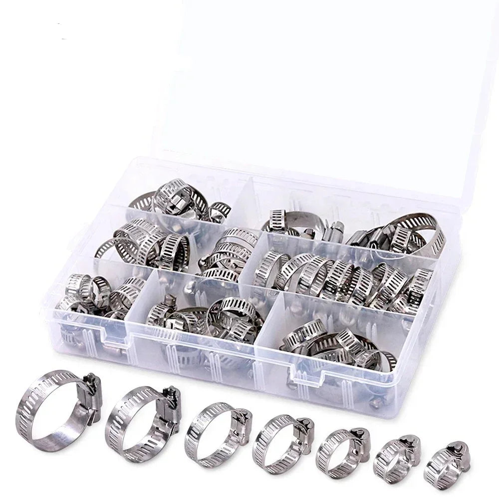 Jeu de 60 colliers de serrage en acier inoxydable, colliers de tuyaux réglables de 8 à 38 mm pour une utilisation en plomberie et automobile