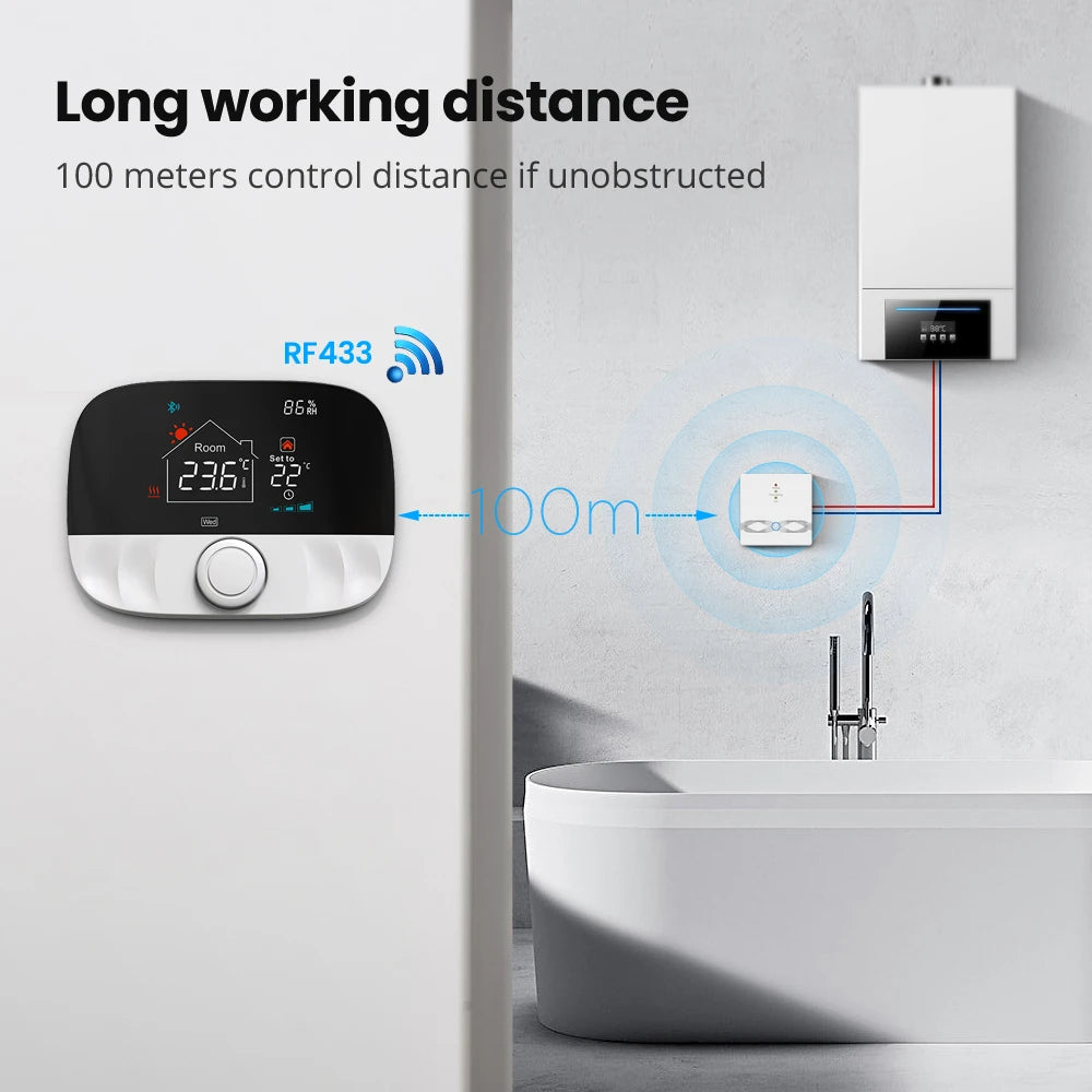 RF433 Wireless Floor Heating Water Gas Boiler Smart Living Temperature Controller, Tuya Smart Home WiFi Thermostat