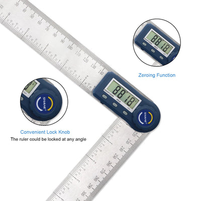 200mm Electronic Protractor Stainless Steel Digital Angle Ruler Inclinometer Angle Finder Digital Angle Gauge