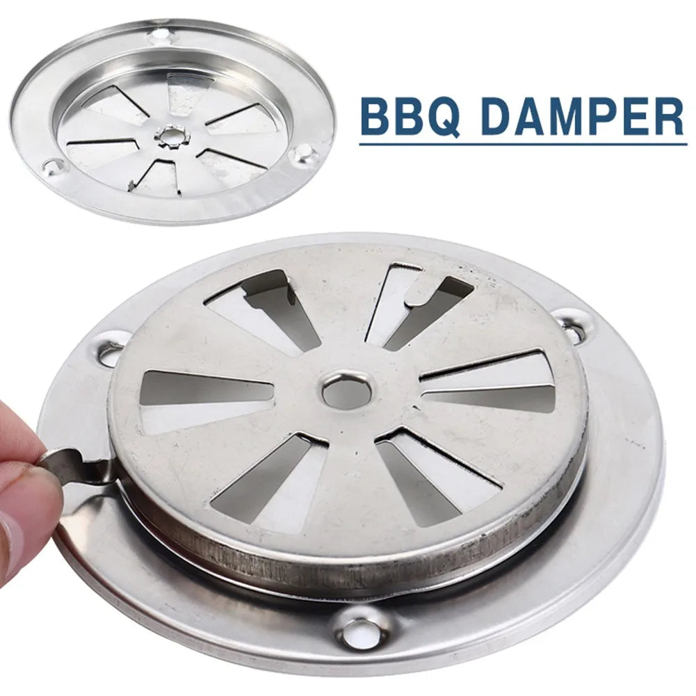 Vent Stove BBQ Grill Smoker Exhaust Damper Stainless Steel Air Vent Hole BBQ Accessories Replacement Parts