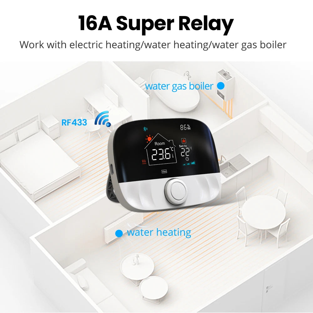 RF433 Wireless Floor Heating Water Gas Boiler Smart Living Temperature Controller, Tuya Smart Home WiFi Thermostat