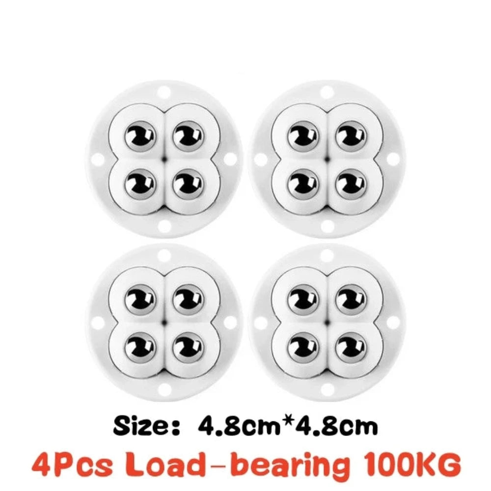 4Pcs Ruedas de Muebles Pesadas Polea de Bola Autoadhesiva Acero Inoxidable Rotación de 360° Rueda Universal Carga 20/200Kg