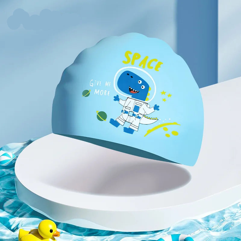 Children's Cartoon Silicone Swimming Cap - Waterproof & Comfortable