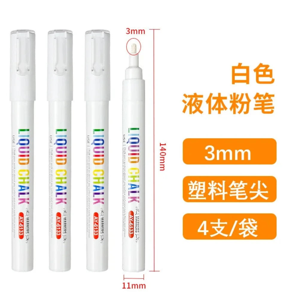 Weißes Flüssigkreide-Set, Whiteboard-Stift, Markierstift, Werbe-LED-Leuchttafel-Stift, mit Wasser löschbarer Markierstift