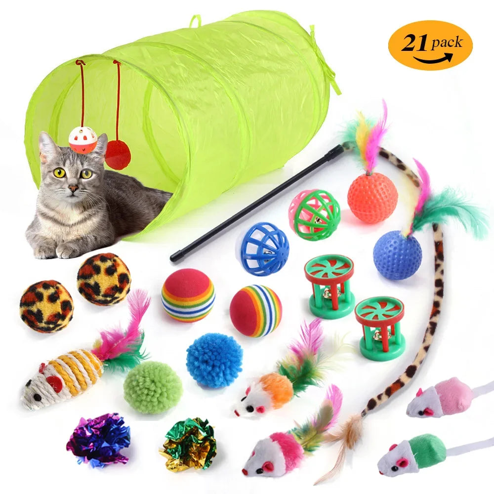 Non-Electrical Plastic Cat Tunnel Toy for Indoor Cats - Collapsible Play Tube with Peek Hole