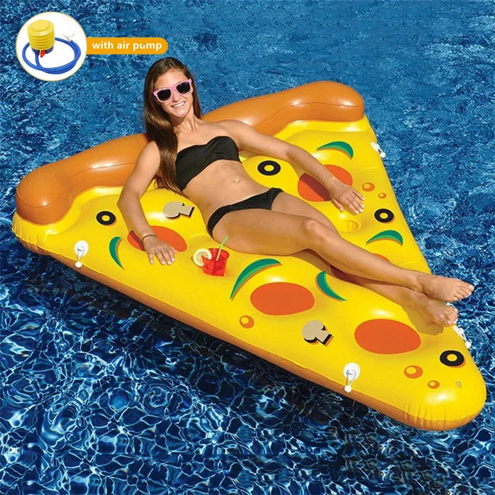 Flotador inflable gigante en forma de rebanada de pizza para piscina, colchoneta de agua, anillo de natación para diversión en fiestas de piscina de verano