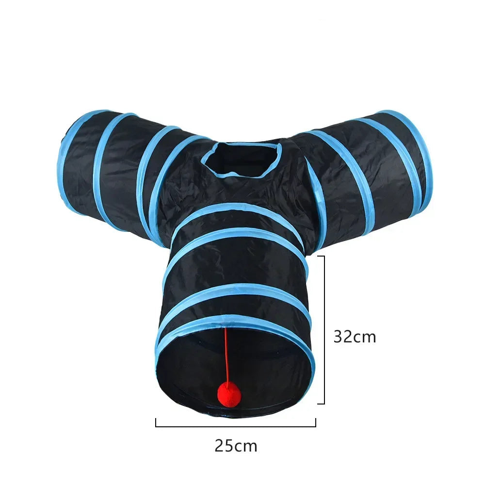 Non-Electrical Plastic Cat Tunnel Toy for Indoor Cats - Collapsible Play Tube with Peek Hole