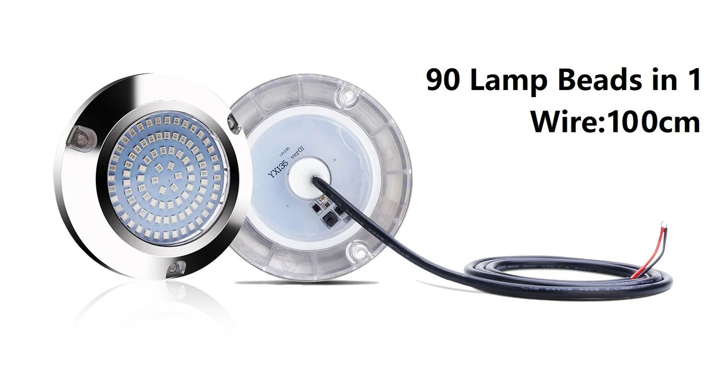 Lampe LED marine 120 W, 12 V CC, 24 V, en acier inoxydable 316L, IP68, anticorrosion, éclairage sous-marin pour bateau, eau salée