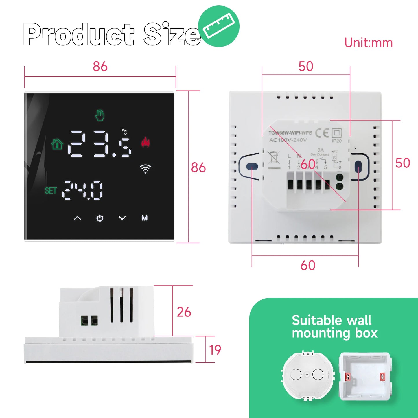 Tuya – régulateur de température intelligent WIFI pour maison intelligente, Thermostat de sol chaud pour chauffage électrique, régulateur de température, chaudière à gaz Yandex