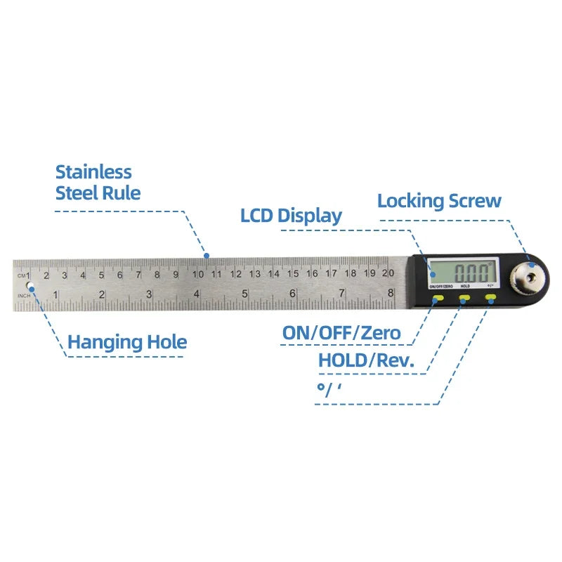 Goniomètre rapporteur électronique jauge numérique outil de mesure d'angle règle multi-angle outils de travail du bois mètre détecteur d'angle 360