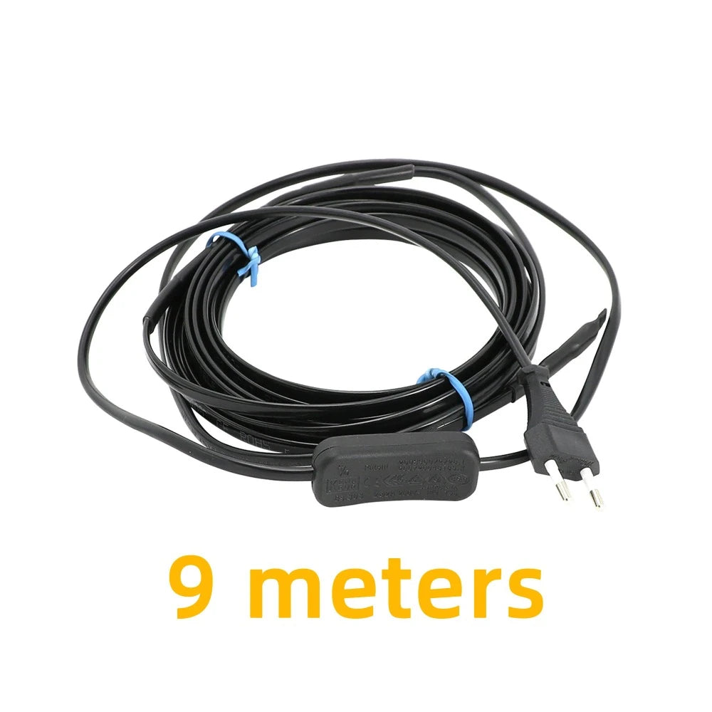 Câble chauffant autorégulant 20W/m AC220~240V, 50/60Hz avec interrupteur et prise EU pour protection antigel des tuyaux d'eau
