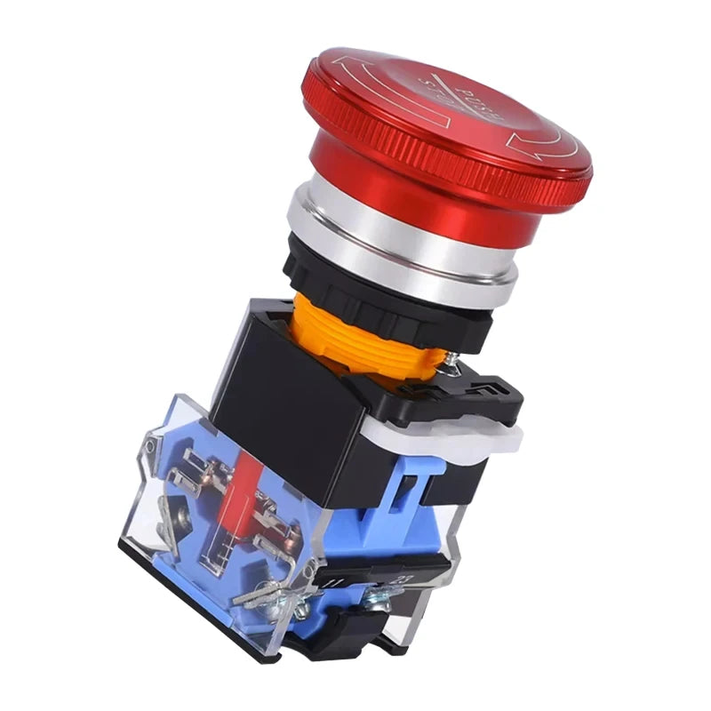 Waterproof Bouton d'arrêt d'urgence champignon en métal inoxydable aluminium plastique avec bouton moleté à verrouillage automatique