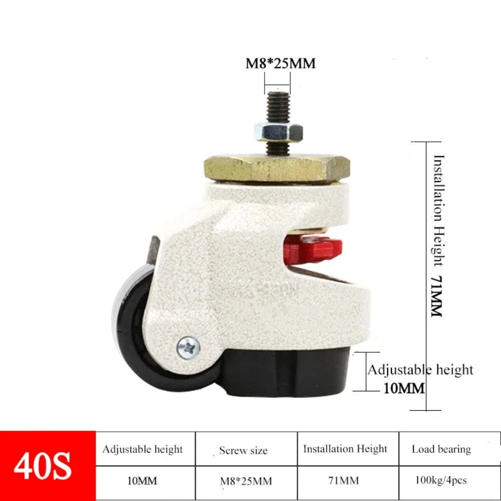 Roue de réglage du niveau, roulettes industrielles robustes pour machines lourdes GD40F/60F/80F, charge pivotante 500KG pour roues de meubles