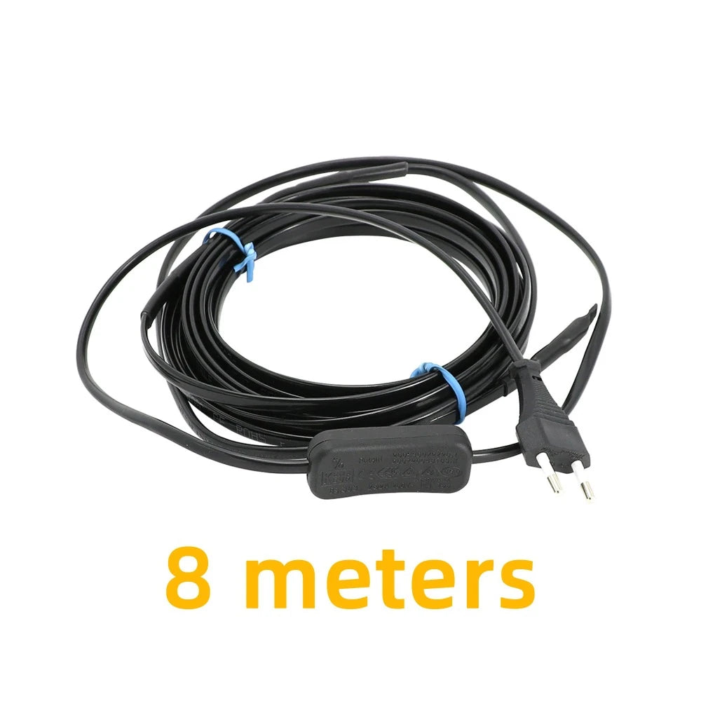 Câble chauffant autorégulant 20W/m AC220~240V, 50/60Hz avec interrupteur et prise EU pour protection antigel des tuyaux d'eau