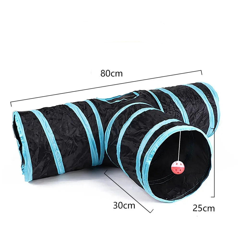 Non-Electrical Plastic Cat Tunnel Toy for Indoor Cats - Collapsible Play Tube with Peek Hole
