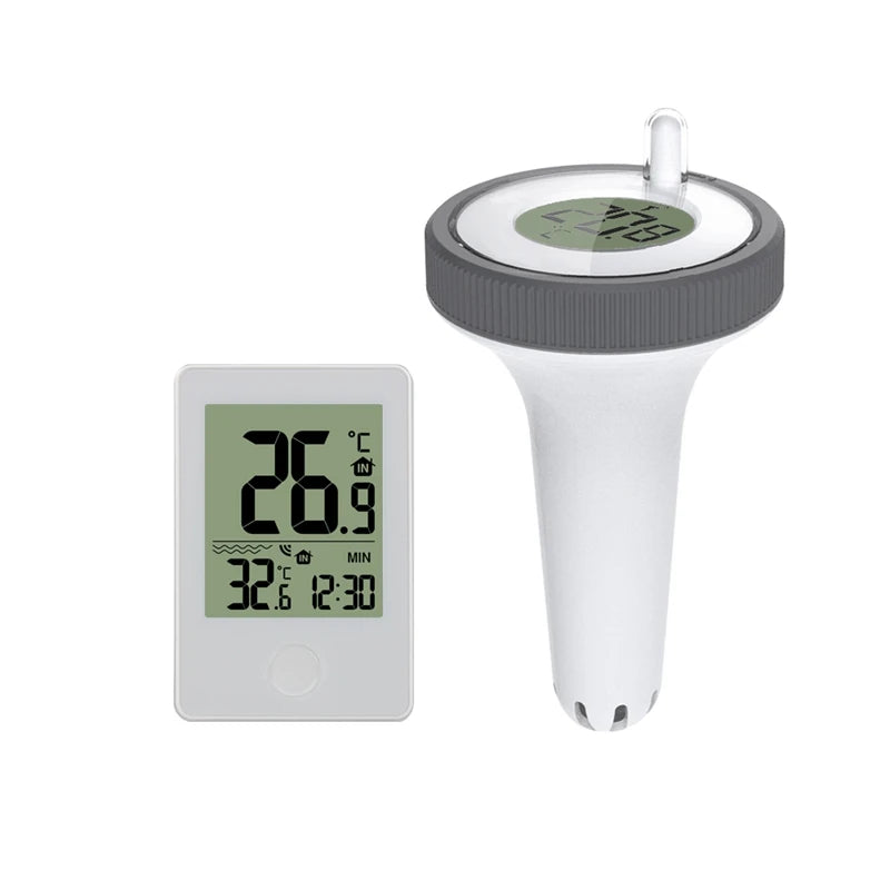 Wireless Digital Floating Pool Thermometer LCD Temp Monitor Remote Time Clock