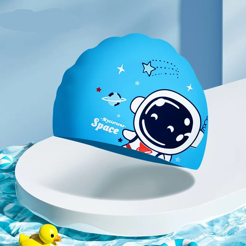 Children's Cartoon Silicone Swimming Cap - Waterproof & Comfortable