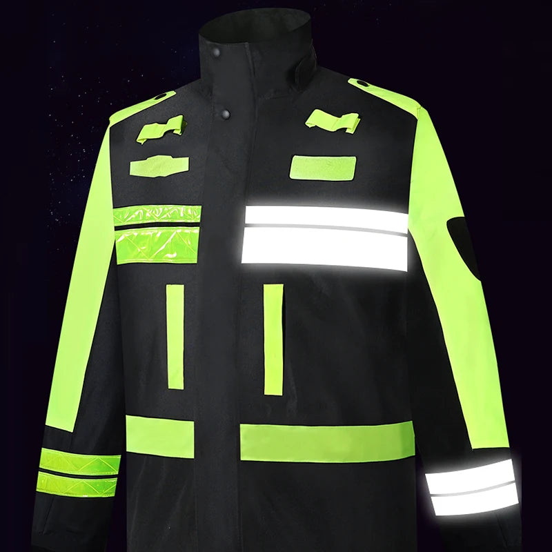 Reflective Waterproof Motorcycle Jacket : Veste de sécurité imperméable réfléchissante avec doublure amovible et protection contre le froid